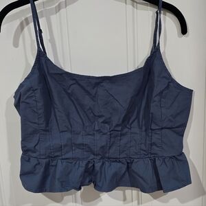 American Eagle Outfitters Blue Camisole with Ruffle Hem